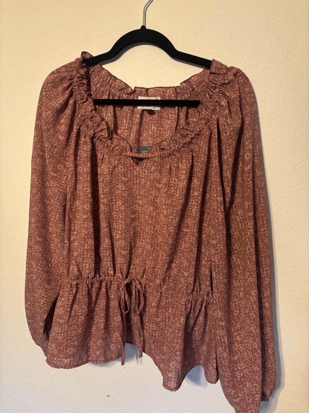 Universal Thread Peasant Blouse XXL NWT Boho Floral Ruffle Neck Drawstring